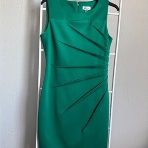 Calvin Klein Green Sheath Midi Dress Sleeveless Crew Neck